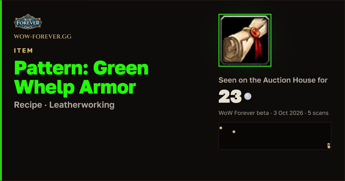 The preview card for Pattern: Green Whelp Armor