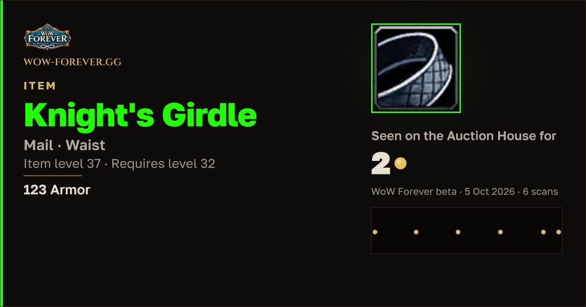The preview card for Knight's Girdle