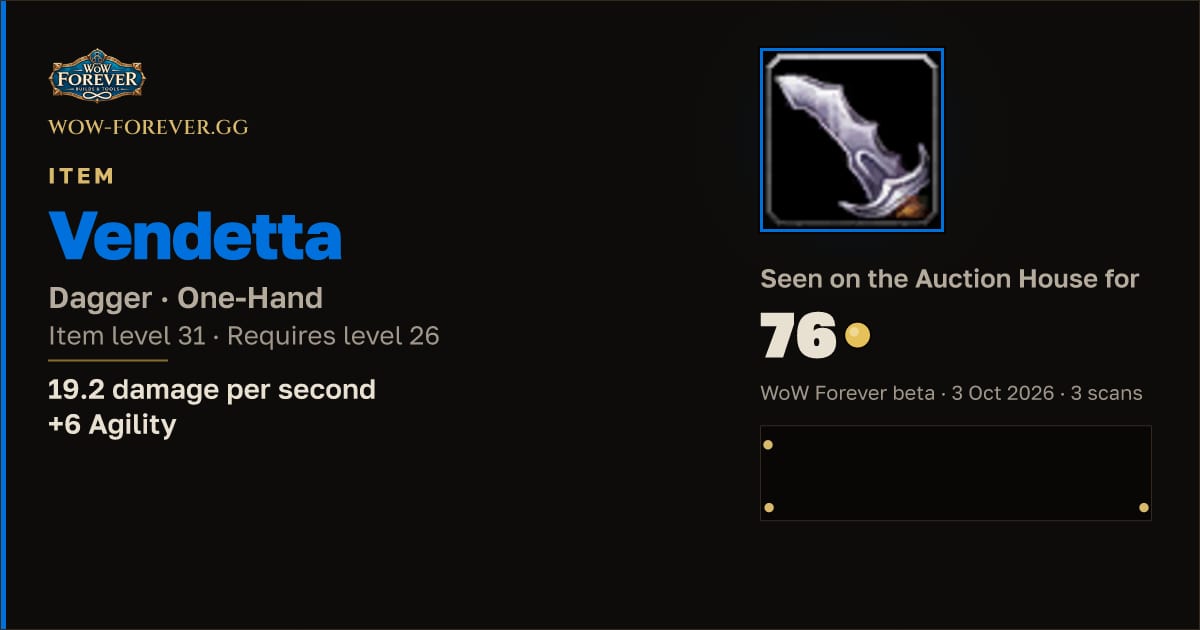 The preview card for Vendetta