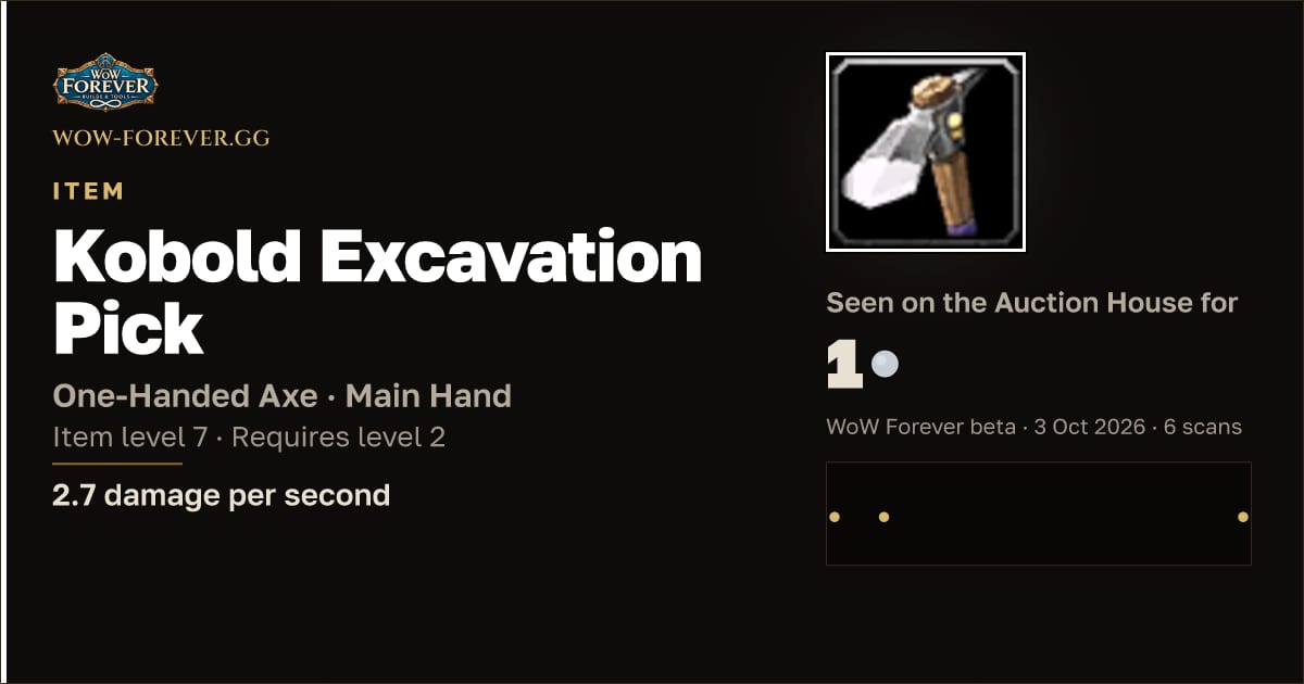 The preview card for Kobold Excavation Pick