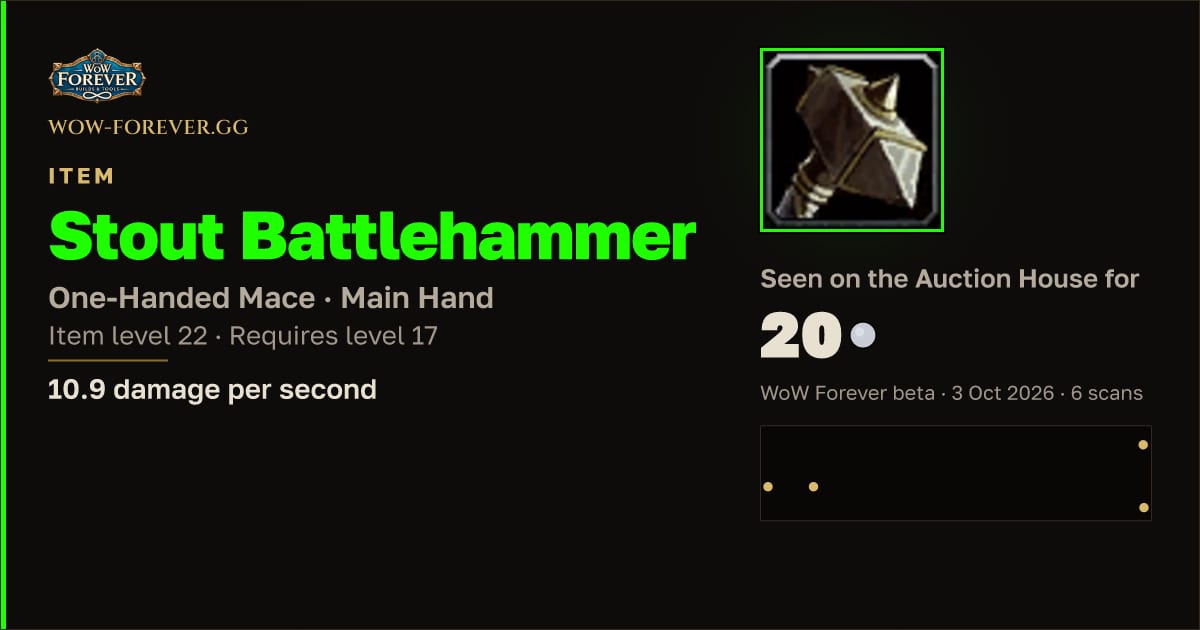 The preview card for Stout Battlehammer