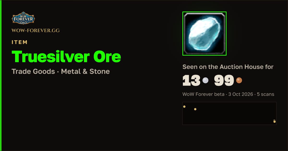 The preview card for Truesilver Ore