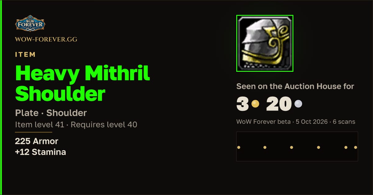 The preview card for Heavy Mithril Shoulder
