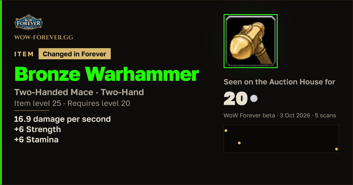 The preview card for Bronze Warhammer
