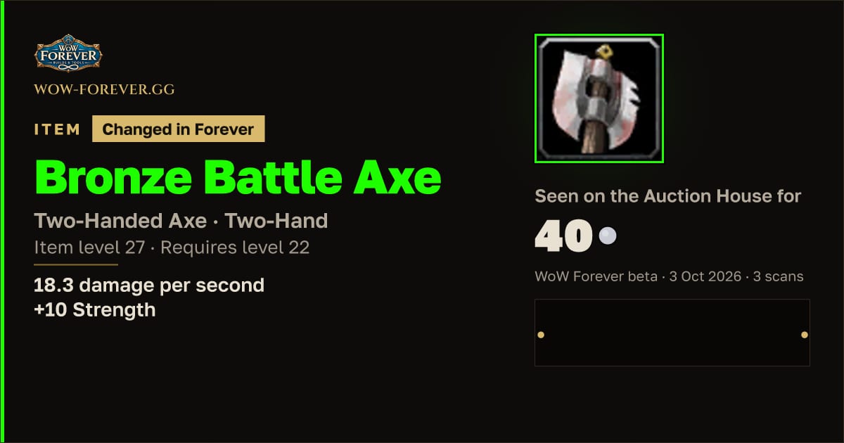 The preview card for Bronze Battle Axe