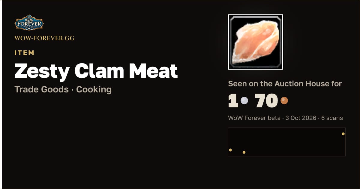 The preview card for Zesty Clam Meat