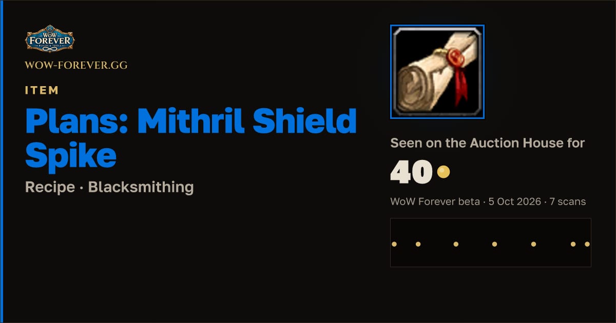 The preview card for Plans: Mithril Shield Spike