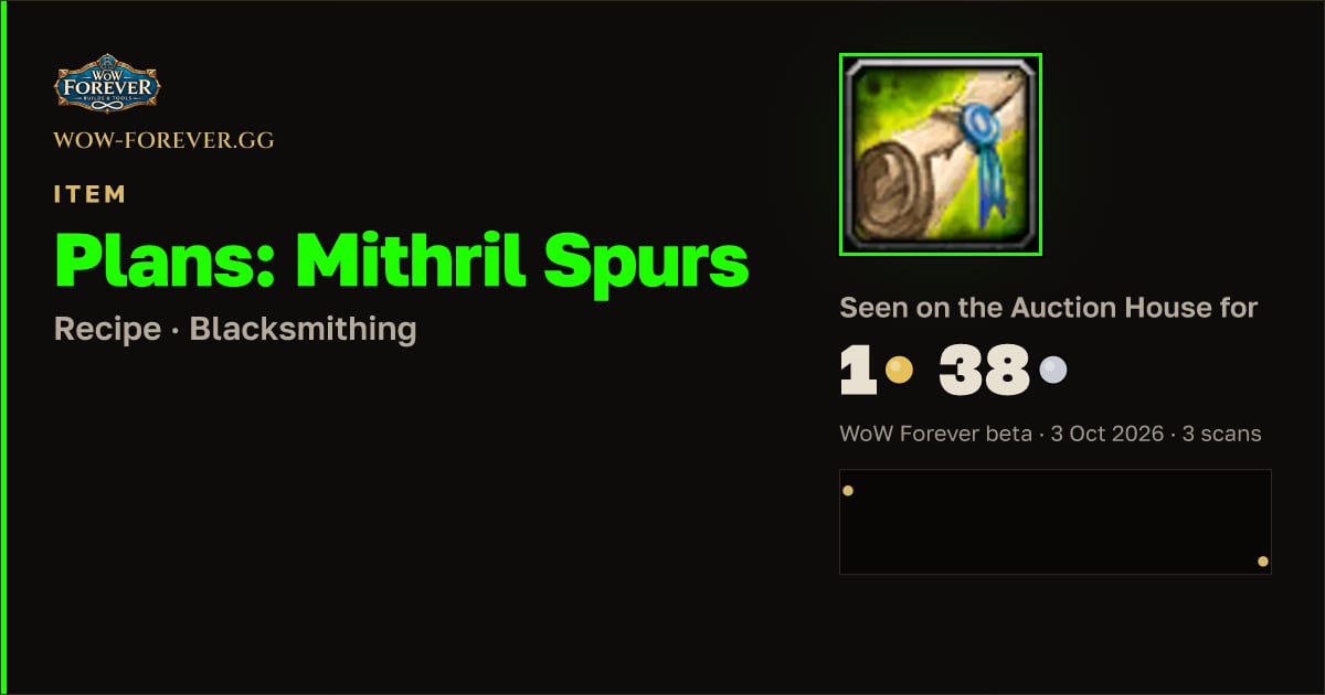The preview card for Plans: Mithril Spurs