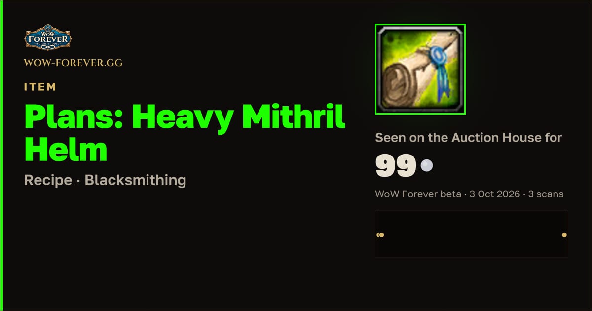 The preview card for Plans: Heavy Mithril Helm