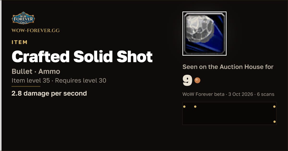 The preview card for Crafted Solid Shot
