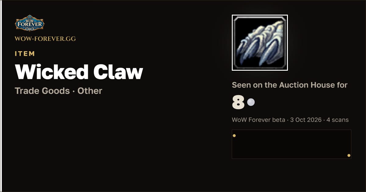 The preview card for Wicked Claw