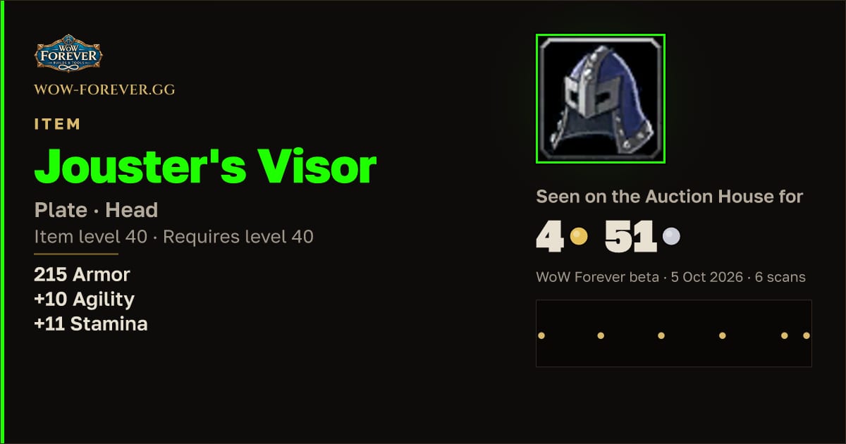 The preview card for Jouster's Visor