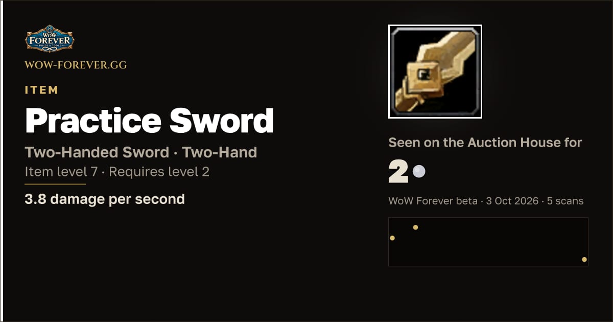 The preview card for Practice Sword