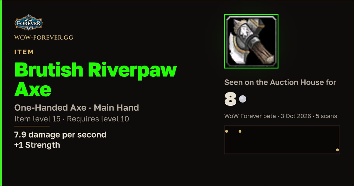The preview card for Brutish Riverpaw Axe