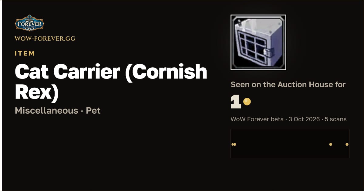 The preview card for Cat Carrier (Cornish Rex)