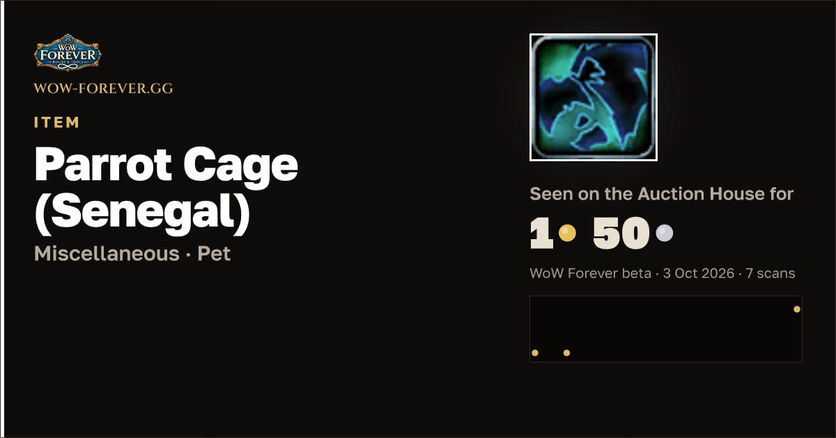 The preview card for Parrot Cage (Senegal)