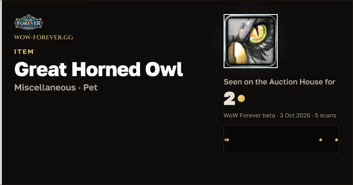 The preview card for Great Horned Owl