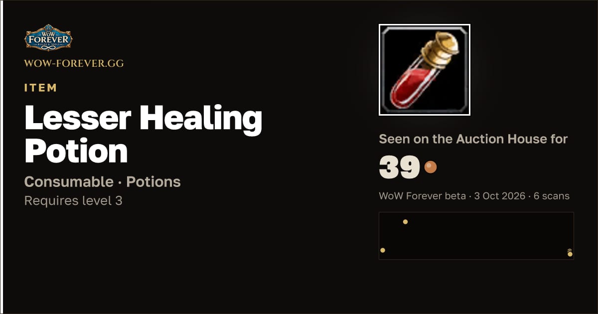 The preview card for Lesser Healing Potion