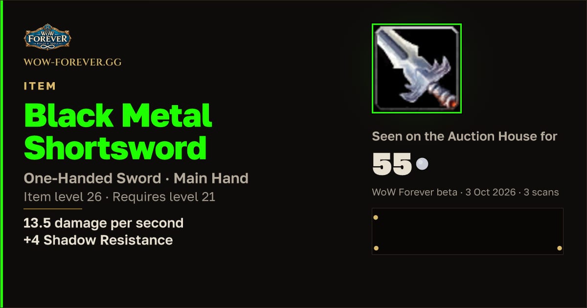 The preview card for Black Metal Shortsword