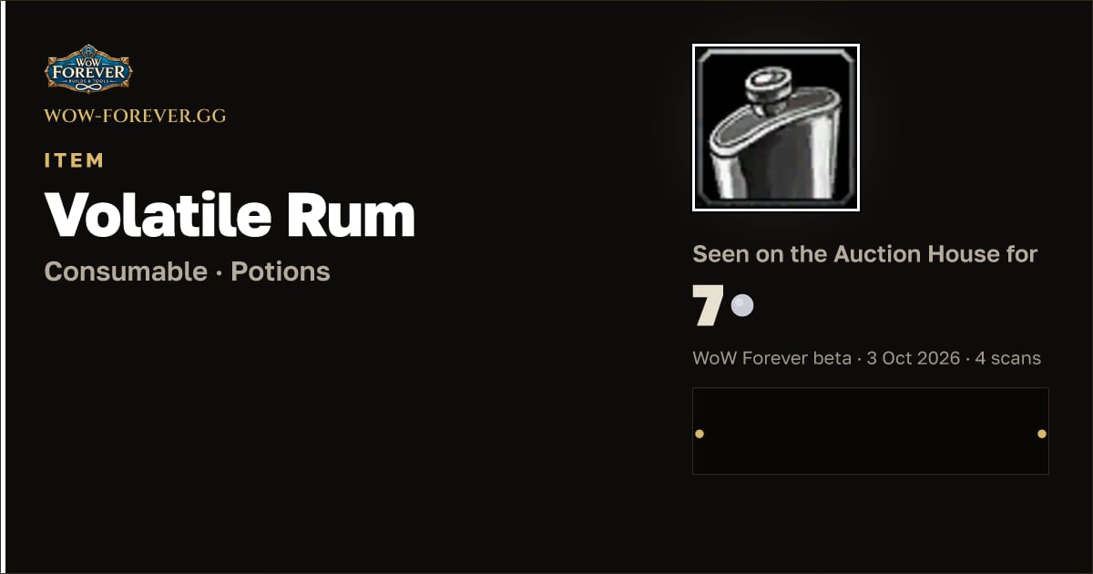 The preview card for Volatile Rum