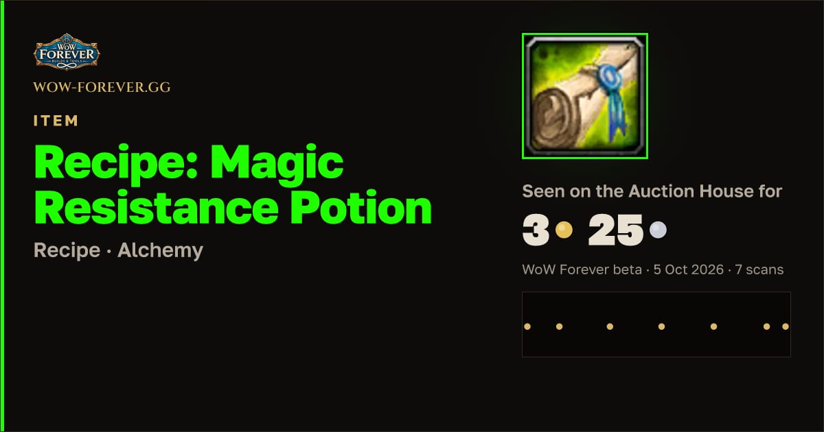 The preview card for Recipe: Magic Resistance Potion