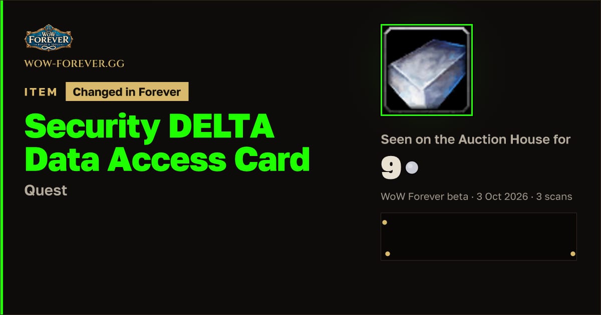 The preview card for Security DELTA Data Access Card