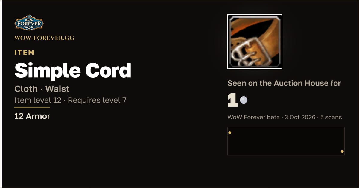 The preview card for Simple Cord