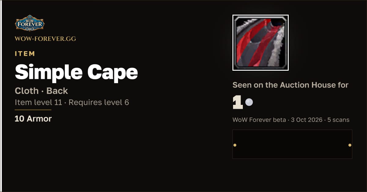 The preview card for Simple Cape