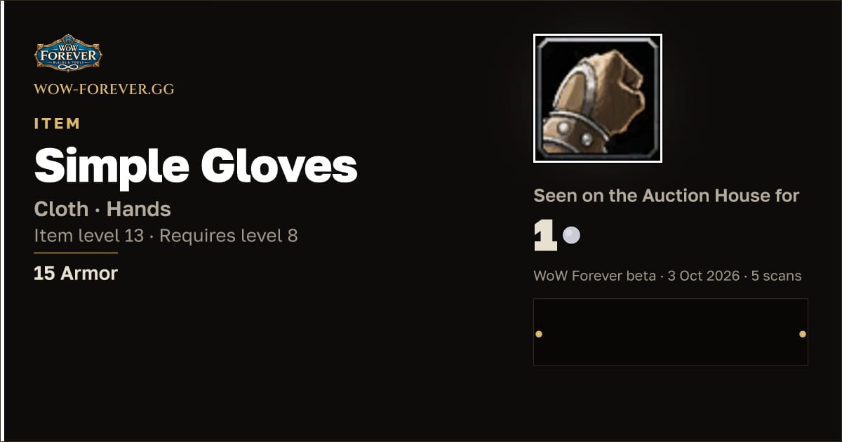 The preview card for Simple Gloves