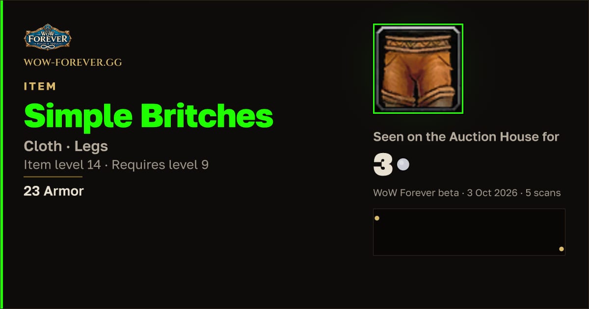 The preview card for Simple Britches