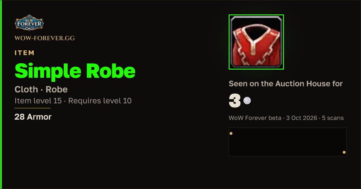The preview card for Simple Robe
