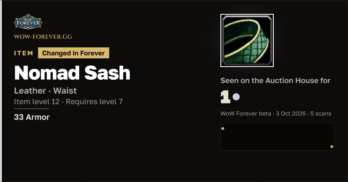 The preview card for Nomad Sash