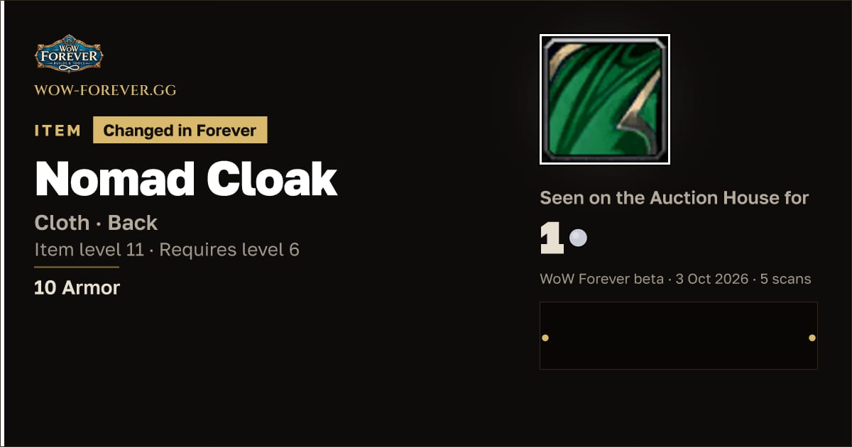 The preview card for Nomad Cloak