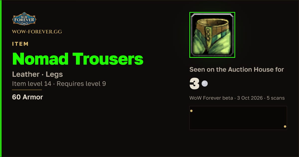 The preview card for Nomad Trousers