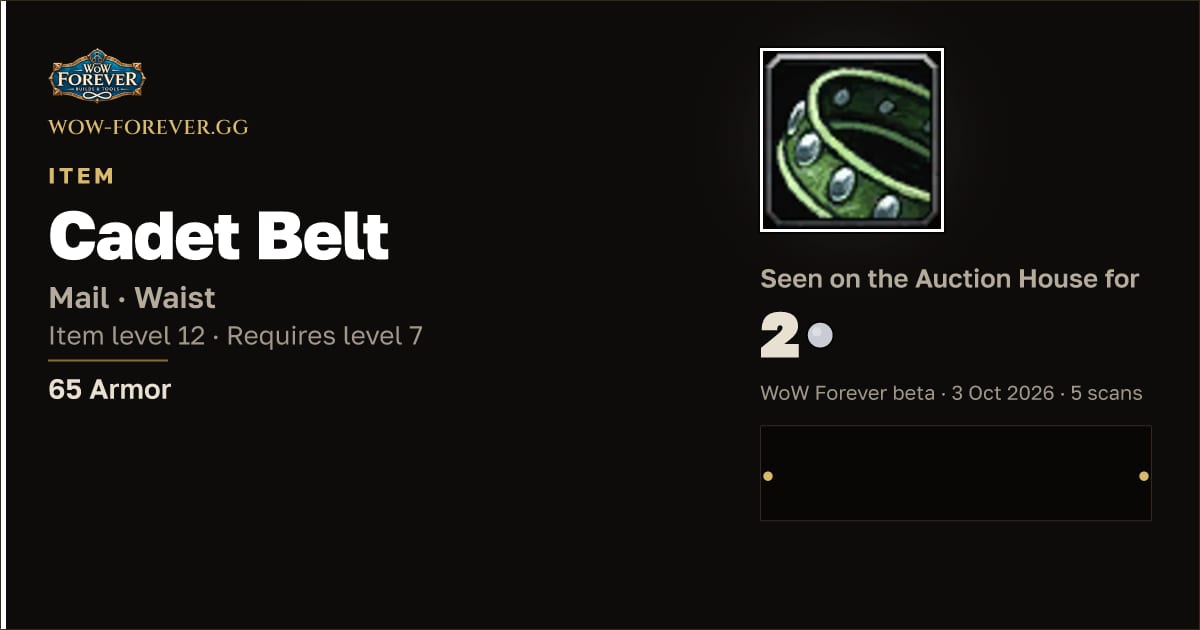 The preview card for Cadet Belt