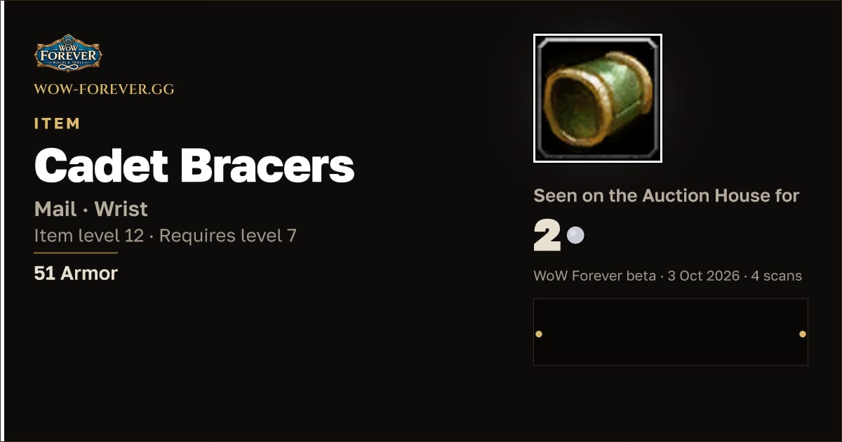 The preview card for Cadet Bracers