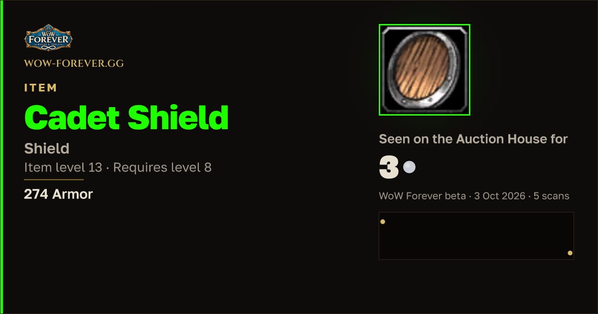 The preview card for Cadet Shield