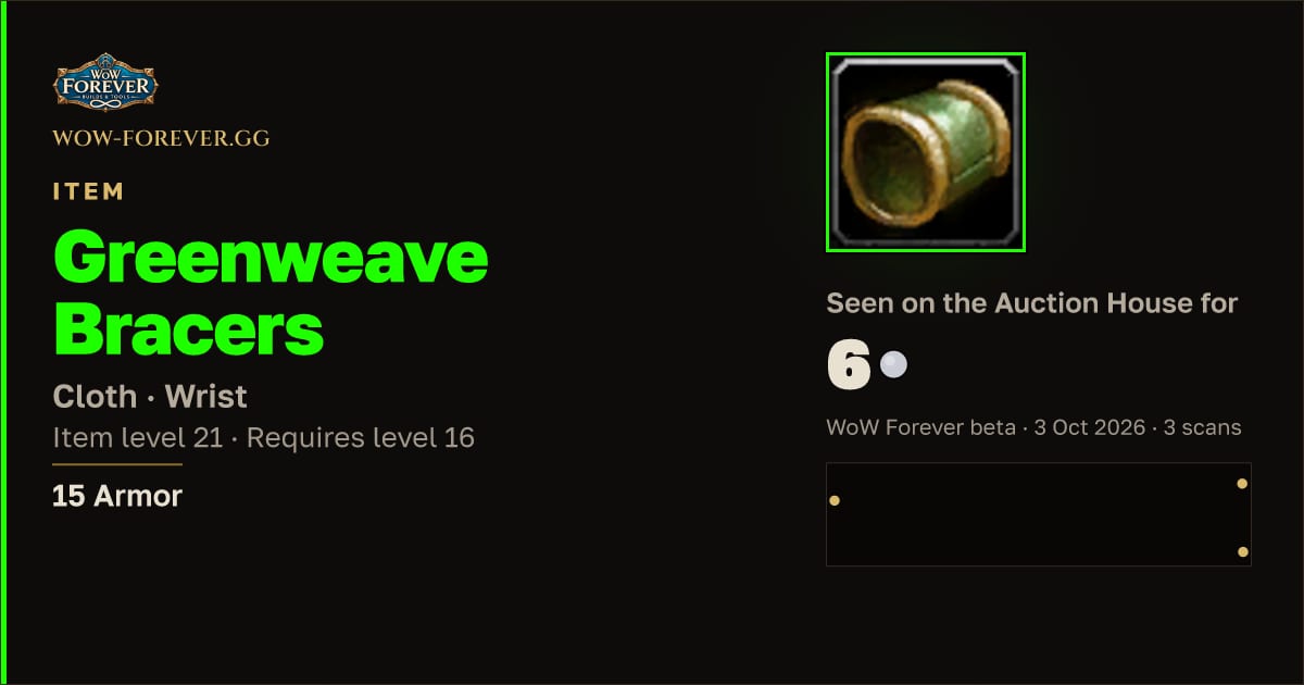 The preview card for Greenweave Bracers