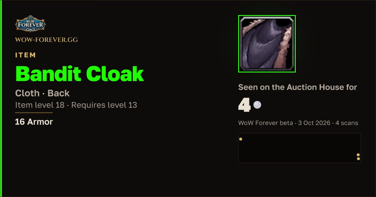 The preview card for Bandit Cloak