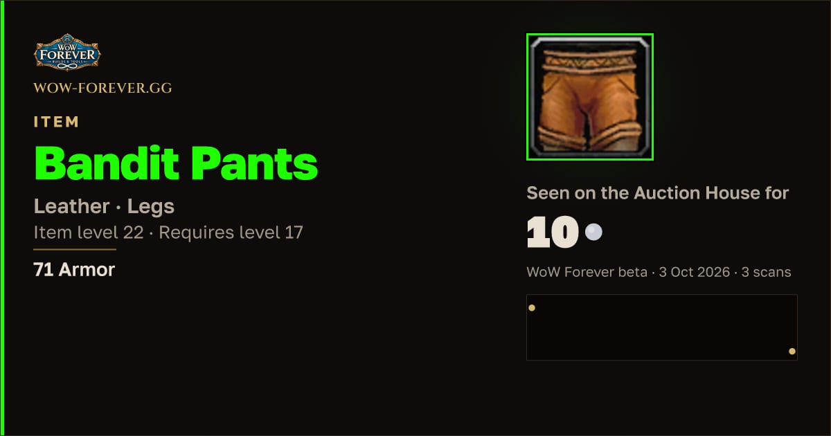 The preview card for Bandit Pants