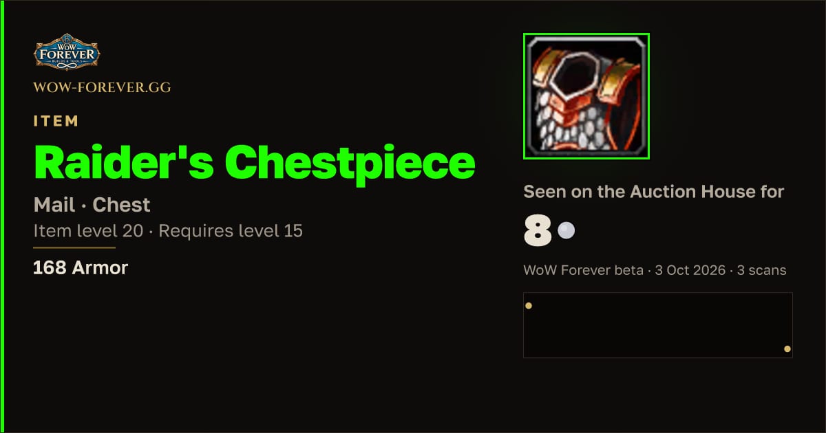 The preview card for Raider's Chestpiece