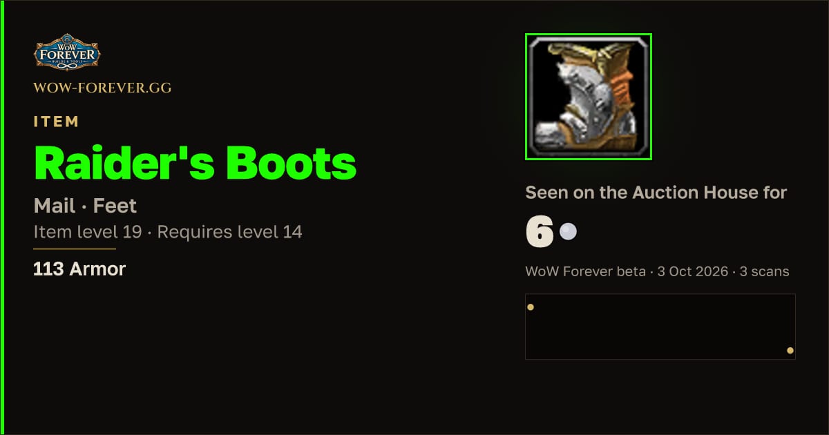 The preview card for Raider's Boots