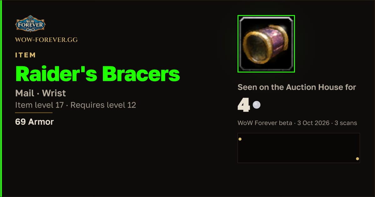 The preview card for Raider's Bracers
