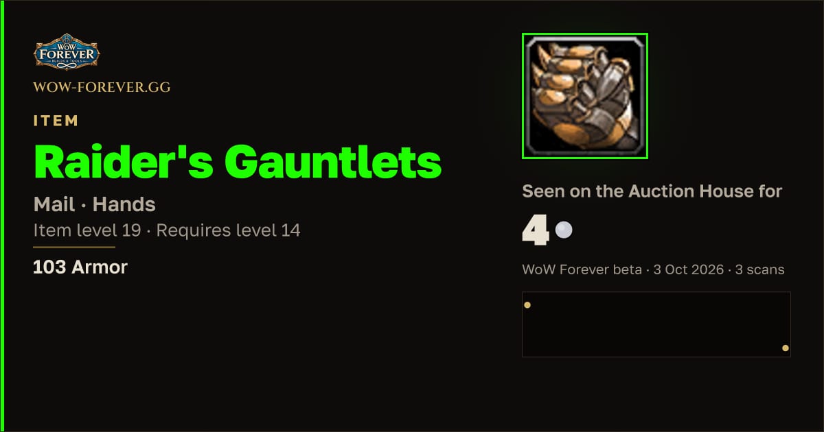 The preview card for Raider's Gauntlets