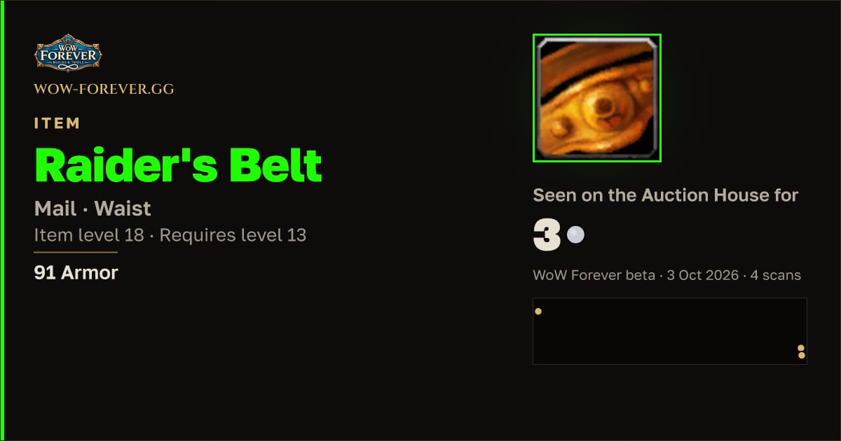 The preview card for Raider's Belt