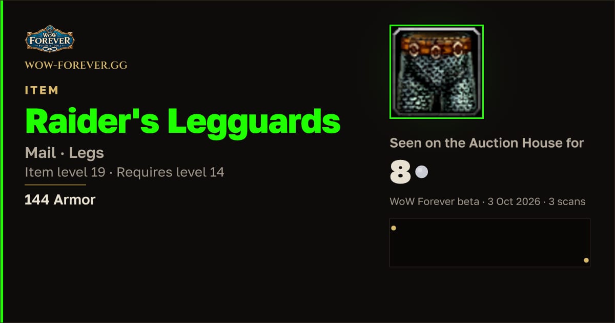 The preview card for Raider's Legguards