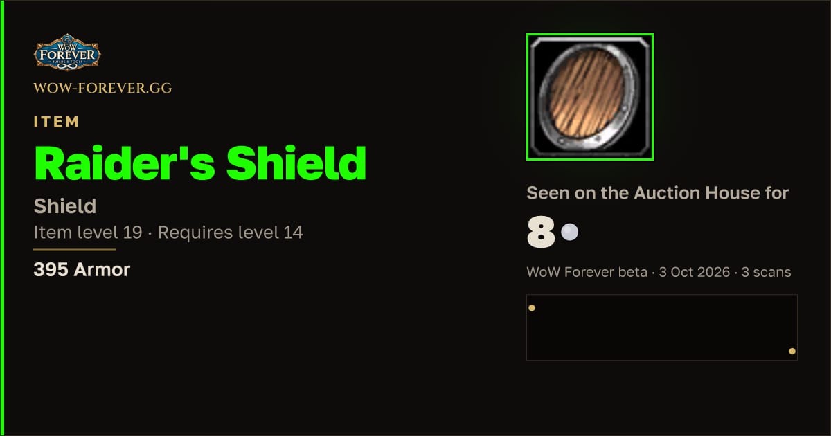 The preview card for Raider's Shield