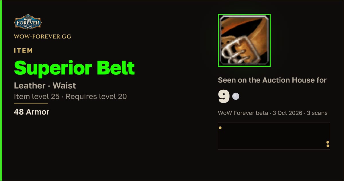 The preview card for Superior Belt