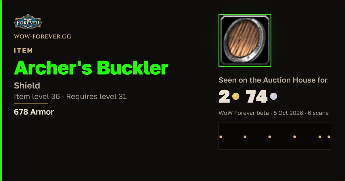 The preview card for Archer's Buckler