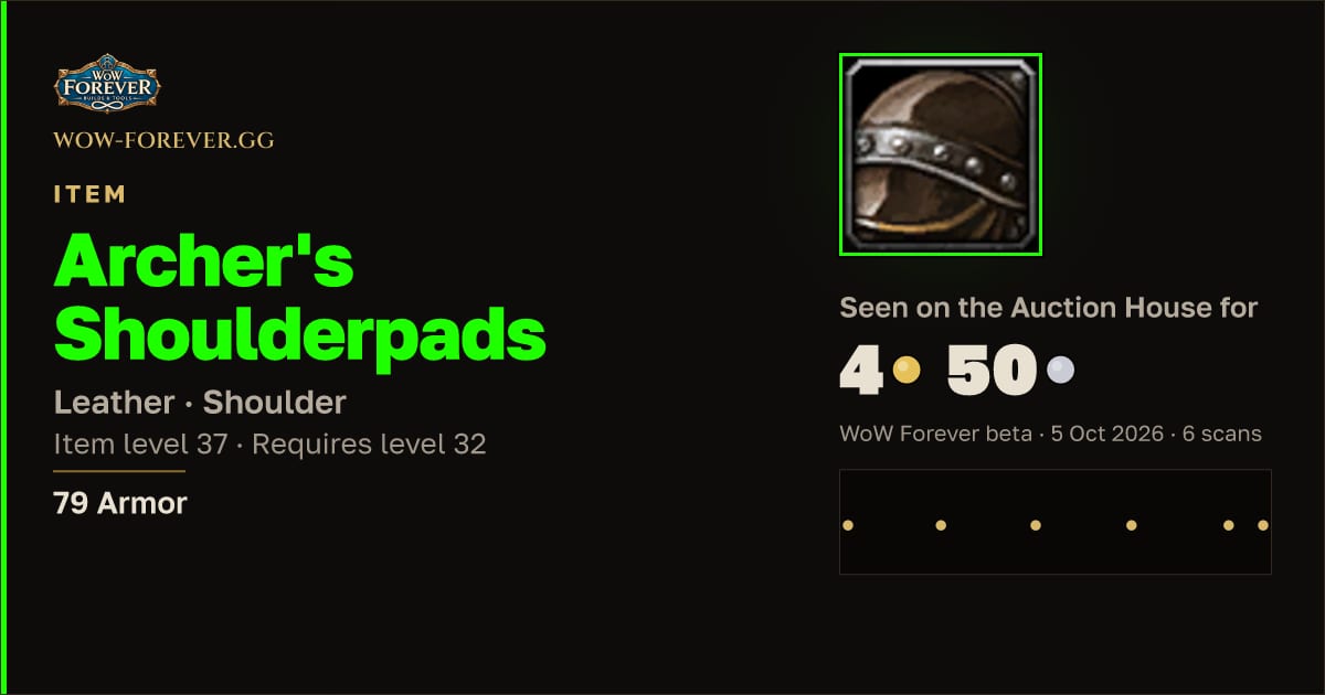 The preview card for Archer's Shoulderpads